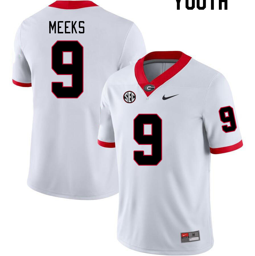 Youth #9 Jackson Meeks Georgia Bulldogs College Football Jerseys Stitched-White